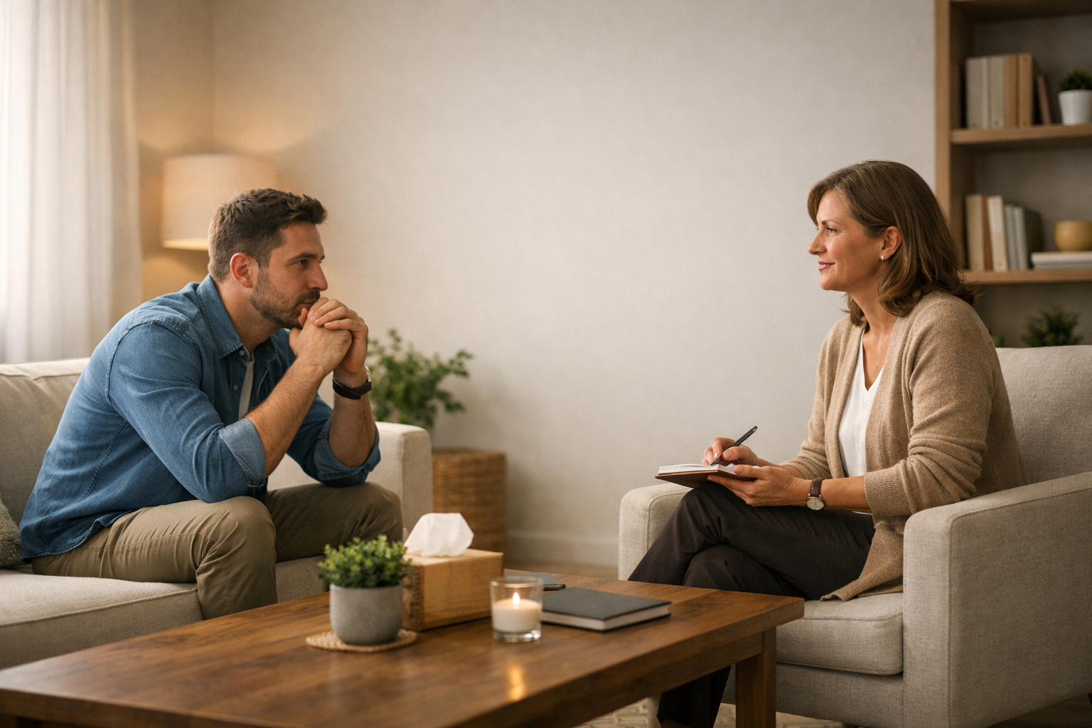 Therapy session in a calming space